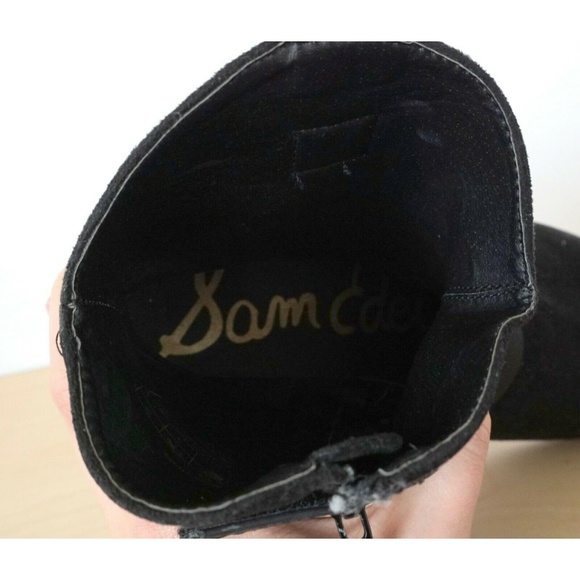 Last Chance! SAM EDELMAN Becka Black Suede Leather Ankle Boots - Picture 7 of 8